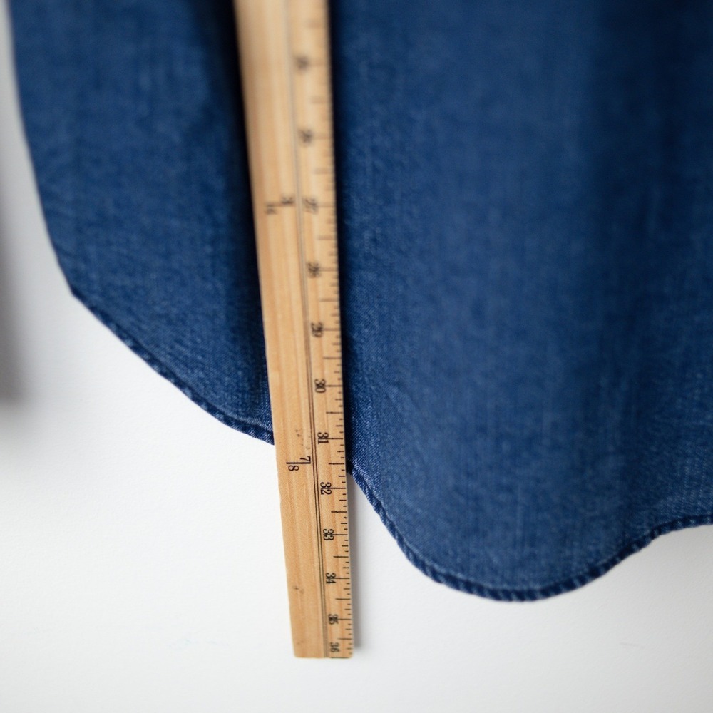 Old Navy 100% Cotton Denim The Classic Shirt Women XL TALL Dark Wash Blue Jean - Picture 6 of 8